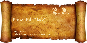 Macz Máté névjegykártya